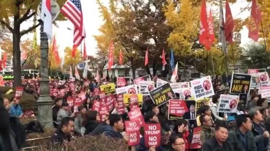 Güney Kore'de Trump destekçileri ve karşıtlarından gösteriler - 1