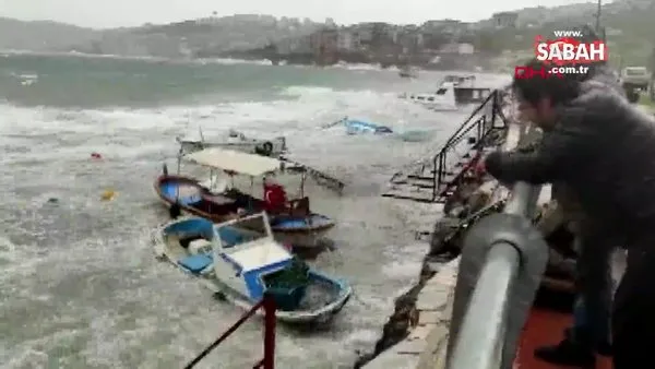 İzmir Dikili'de korku dolu anlar! Fırtına tekneleri batırdı