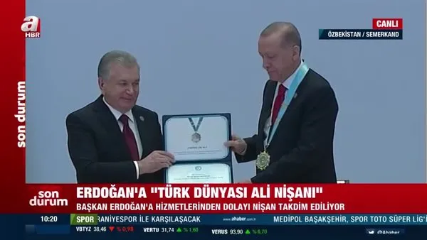 Son Dakika: Başkan Erdoğan'a 'Türk Dünyası Ali Nişanı' takdim edildi | Video