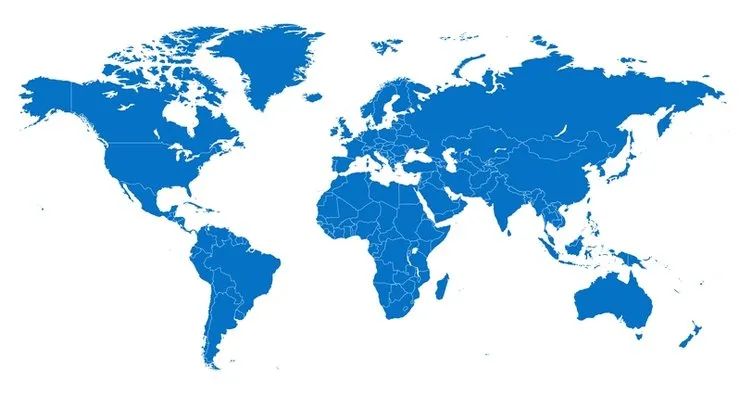 Dünya Kıtalar Haritası - Kıta Sınırlarını Gösteren Dünya Kıta Haritası, İsimleri ve Konumları