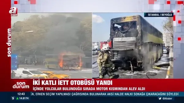 SON DAKİKA! İstanbul'da çift katlı İETT otobüsünde yangın | Video