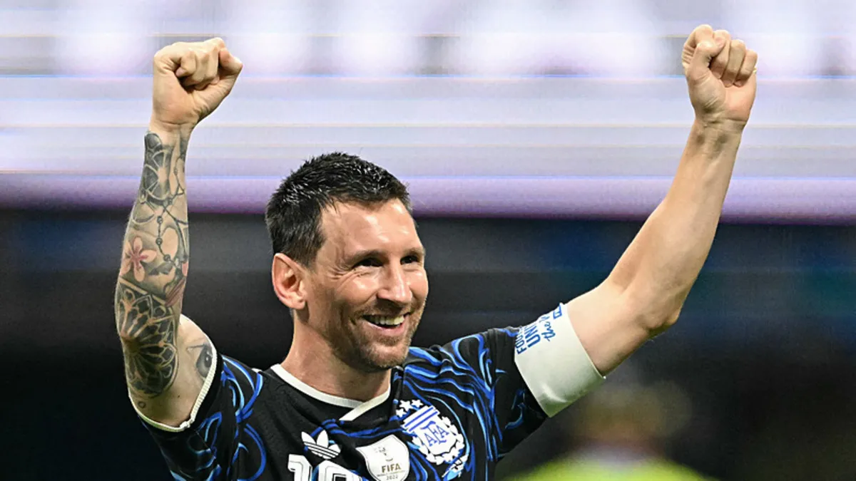 Arjantinli futbolcu Lionel Messi'nin Dünya Kupası yarı final maçında sevindiği an.