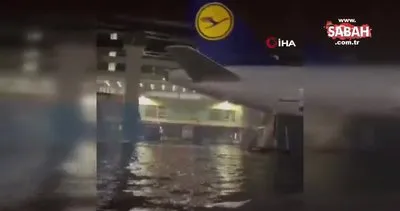 Frankfurt Havalimanı’nı su bastı, apron göle döndü | Video