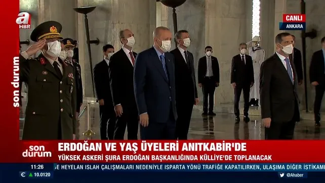 SON DAKİKA: Cumhurbaşkanı Erdoğan ve YAŞ üyeleri Anıtkabir'de