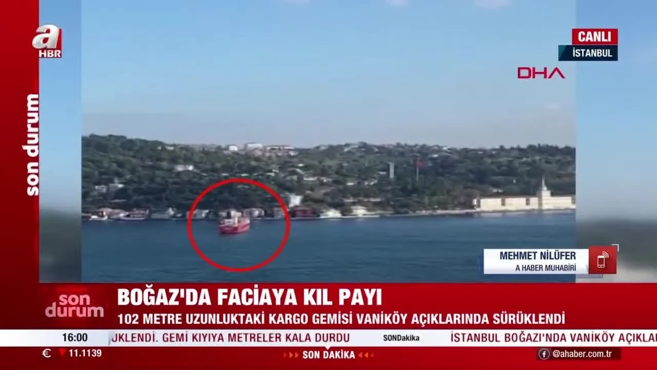 istanbul bogazi nda korkutan dakikalar gemi kiyiya metreler kala durabildi videosunu izle son dakika haberleri
