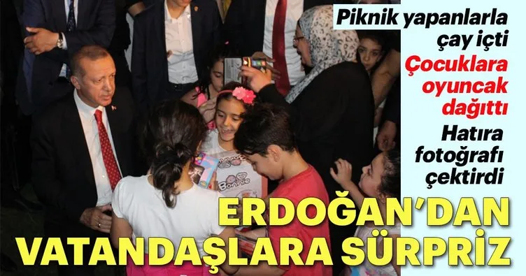 Erdoğan'dan piknik yapan vatandaşlara sürpriz