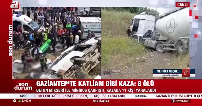 Gaziantep’te katliam gibi kaza! Tır minibüsü biçti 8 ölü, 10 yaralı | Video