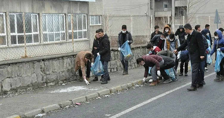 Eleşkirt’te öğrencilerden çevre temizliği