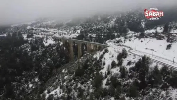 Kar ve sis manzarası ile tarihi Varda Köprüsü göz kamaştırdı | Video