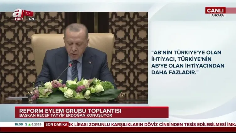 Başkan Erdoğan'dan Reform Eylem Grubu Toplantısı'nda önemli açıklamalar