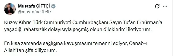 SON DAKİKA I KKTC Cumhurbaşkanı Tufan Erhürman, rahatsızlanarak hastaneye kaldırıldı
