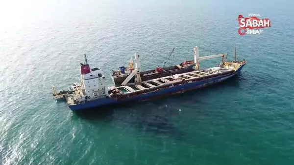 İstanbul Şile'de karaya oturan gemiyi kurtarma çalışmalarında son durum havadan görüntülendi
