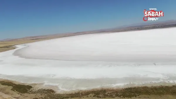 Tuzla Gölü'nde görsel şölen: Beyaza büründü | Video