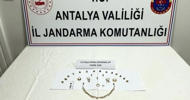 Antalya’da 10 milyon lira değerinde, altından yapılma tarihi eserler ele geçirildi