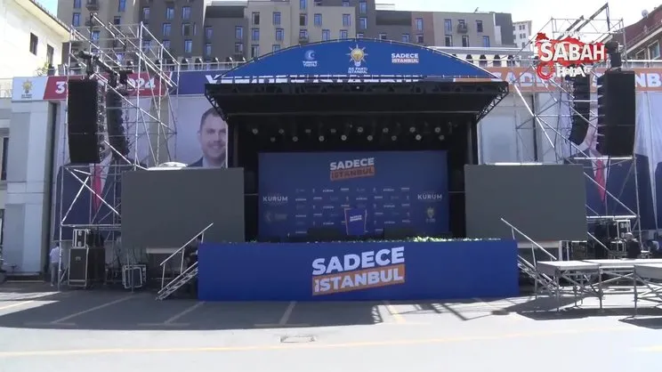 AK Parti İstanbul İl Başkanlığı önüne sahne kuruldu | Video