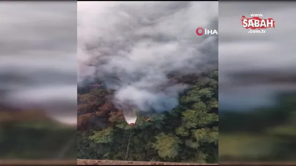Turizm merkezi Kemer'deki orman yangınına havadan müdahale başladı | Video