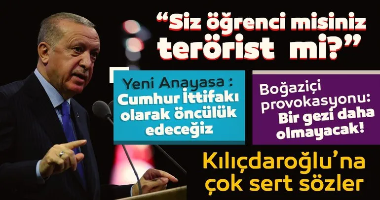 Son dakika haberi! Başkan Erdoğandan Boğaziçi Üniversitesindeki eylemlere çok sert tepki: Öğrenci misiniz terörist mi?