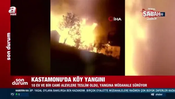 Kastamonu'nun 14 haneli Tepeharman köyünde çıkan yangında 10 ev ve bir cami yandı!