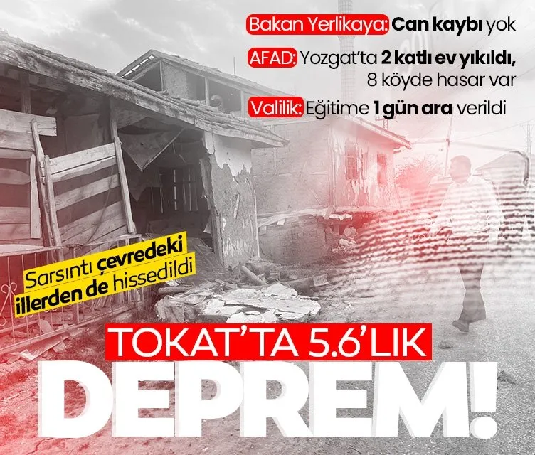 Tokat’ta 5.6 büyüklüğünde deprem!