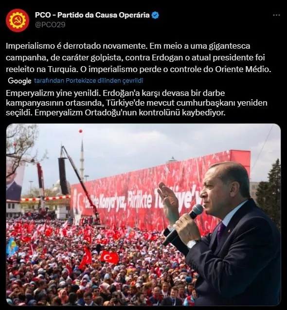 Brezilya İşçi Davası Partisi'nden Erdoğan paylaşımı: Emperyalizm yenildi
