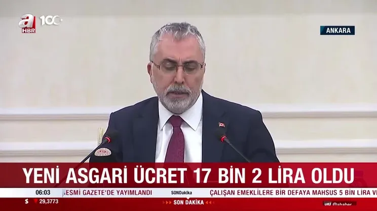 Asgari ücret net 17 bin 2 TL oldu | Video