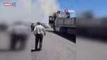 Ankara’da seyir halindeki tır alev aldı