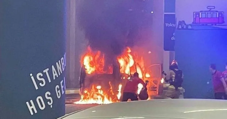 İstanbul Havalimanı’nda korkutan anlar: Vip araç alev alev yandı