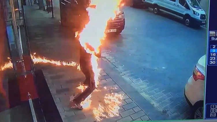 İstanbul'un göbeğinde dehşet anları! Sokak ortasında canlı canlı yaktı