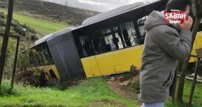 Son dakika! İstanbul Kayaşehir’de yoldan çıkan İETT otobüsü yolun kenarındaki boş araziye uçtu | Video