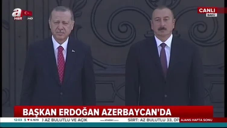 Cumhurbaşkanı Erdoğan, Azerbaycan'da resmi törenle karşılandı