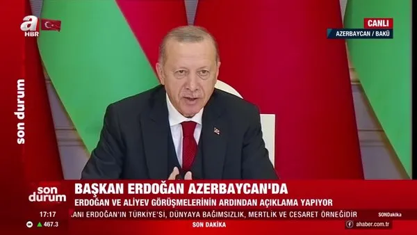Cumhurbaşkanı Erdoğan'dan Azerbaycan'daki imza töreninde önemli açıklamalar | Video
