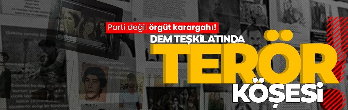 Parti binası değil PKK karargah gibi!  DEM teşkilatında terörist köşesi