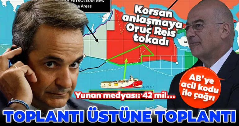 Son dakika: Yunanistan'da toplantı üstüne toplantı! Korsan MEB anlaşmasına Oruç Reis tokadı! AB'ye 'Acil' kodu ile çağrı