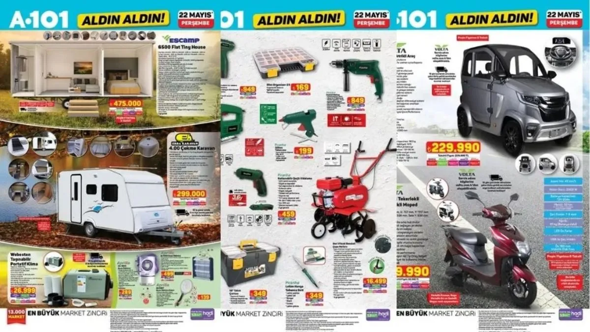 HAFTANIN YILDIZLARI! A101 aktüel indirim kataloğu 22 Mayıs 2025: Bu hafta A101'de tiny house ve karavan fırsatı!