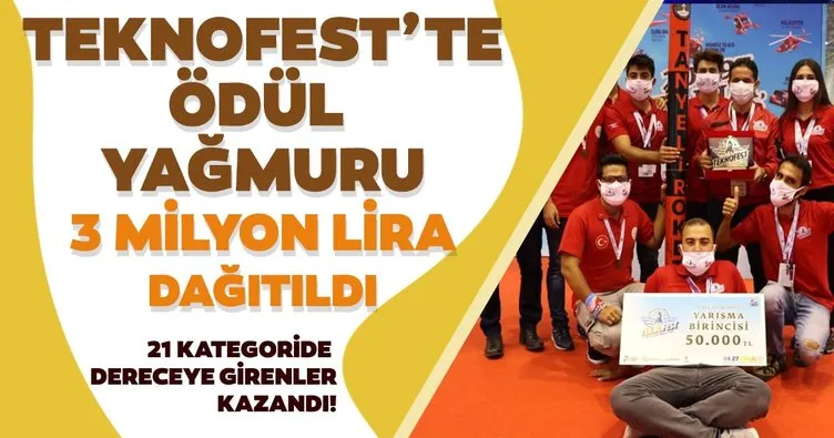 Teknofest’te yarışmalarda dereceye girenlere 3 milyon TL’den fazla ödül verildi