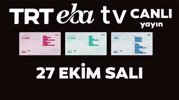 TRT EBA TV izle! (27 Ekim Salı) Ortaokul, İlkokul, Lise dersleri 'Uzaktan Eğitim' canlı yayın: EBA TV ders programı | Video