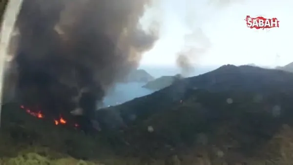 Marmaris'teki dev yangın, havadan böyle görüntülendi | Video