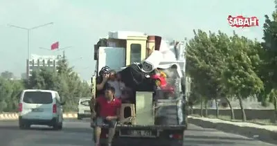 Gaziantep’te trafikte eşyalarla tehlikeli yolculuk kamerada