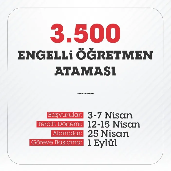 Engelli öğretmen atama takvimi 2023 MEB: 3 bin 500 Engelli öğretmen ataması başvuru tarihleri belli mi, şartları ve kontenjanlar açıklandı mı?