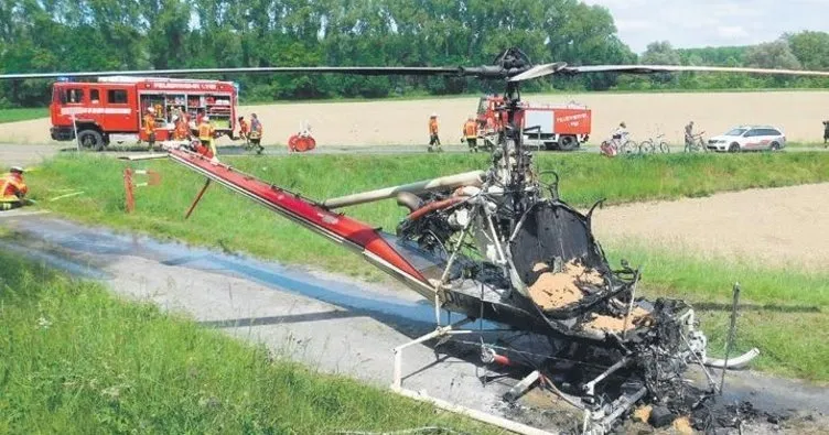 Helikopter göreve çıkamadan yandı