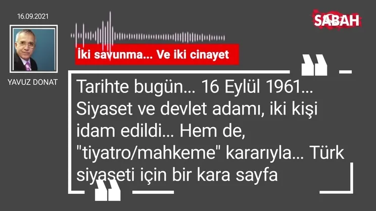 Yavuz Donat | İki savunma... Ve iki cinayet