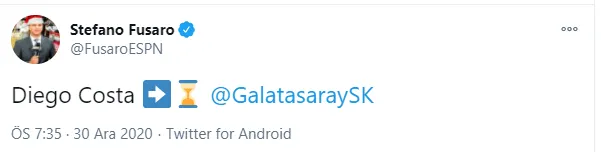 Son dakika: Diego Costa adım adım Galatasaray’a! Twitter’dan duyurdu
