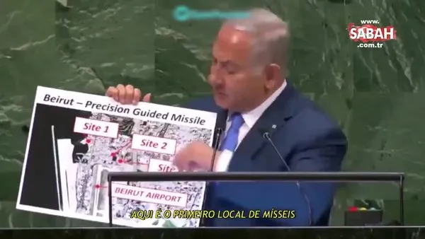 Netanyahu, Beyrut'taki patlamanın olduğu yeri 2018 yılında BM'de işaret etmiş | Video