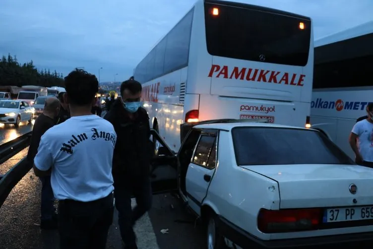 İzmit- TEM Otoyolu’nda zincirleme kaza: 20 araç birbirine girdi, yaralılar var