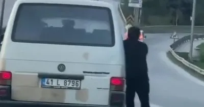 Ölümüne yolculuk! Karayolunda patenle 80 kilometre hız yaptı #kocaeli