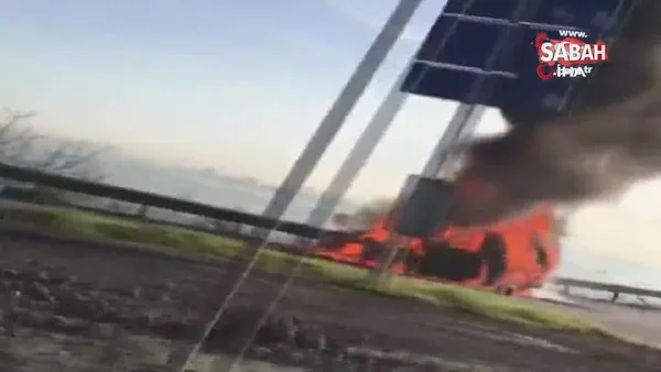 TEM yanyolda otomobil alev alev yandı | Video