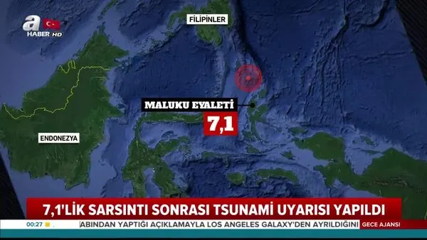 Endonezya'da  7,1 büyüklüğündeki depremin ardından tsunami uyarısı yapıldı
