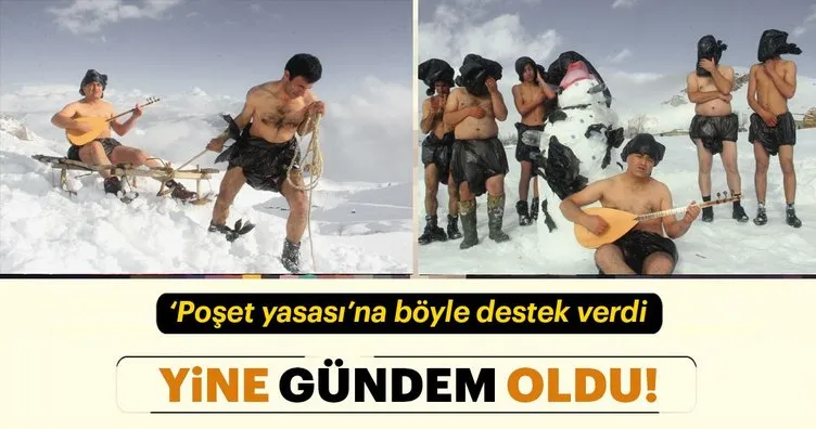 Türkücü Aydın’dan poşet yasasına kar banyolu destek