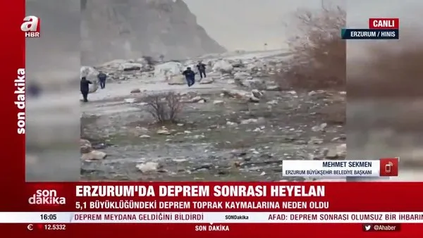 Erzurum'da deprem sonrası heyelan | Video