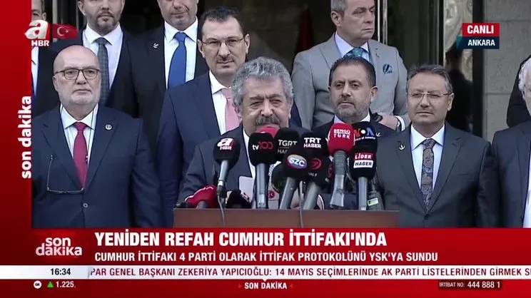 Son Dakika: Yeniden Refah Partisi Cumhur İttifak’ına katıldı! 4 parti'nin heyeti YSK'da... | Video